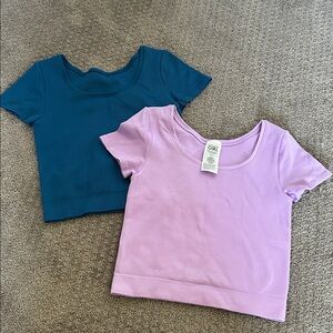Athleta Girl Teal and Lavender Short Sleeve Tees